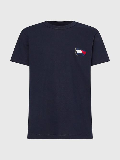 Tommy Hilfiger Motion Flag Embroidery Tişört Erkek Mavi | TH157AZM