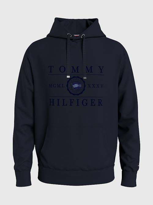 Tommy Hilfiger Motion Flag Logo Kapüşonlu Sweatshirt Erkek Mavi | TH765QFZ