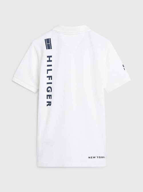 Tommy Hilfiger Multi Logo Organic Pamuklu Polo Tişört Erkek Çocuk Beyaz | TH146ECF