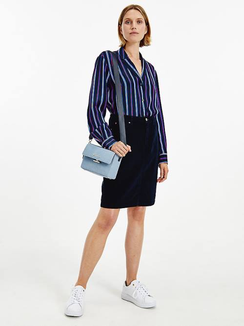 Tommy Hilfiger Multicolour Stripe Viscose Bluz Kadın Mavi | TH256RPQ