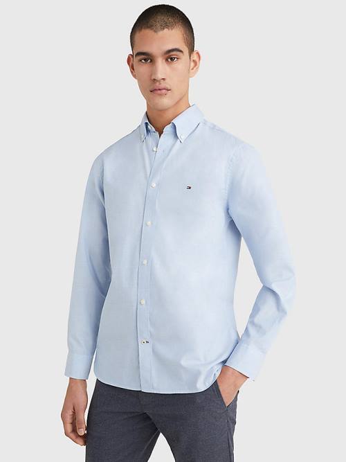 Tommy Hilfiger Natural Soft Poplin Regular Fit Gömlek Erkek Mavi | TH765WVB