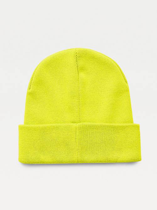 Tommy Hilfiger Neon Organic Pamuklu Blend Beanie Şapka Erkek Yeşil | TH372EPH