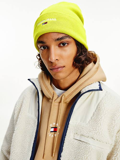 Tommy Hilfiger Neon Organic Pamuklu Blend Beanie Şapka Erkek Yeşil | TH372EPH