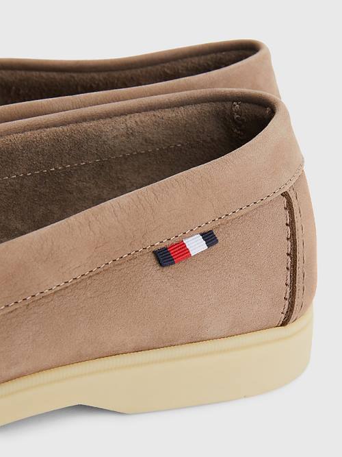 Tommy Hilfiger Nubuck Deri Loafer Günlük Ayakkabı Erkek Haki | TH804MDR