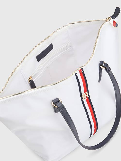 Tommy Hilfiger Nylon Signature Tote Çanta Kadın Beyaz | TH539HXO