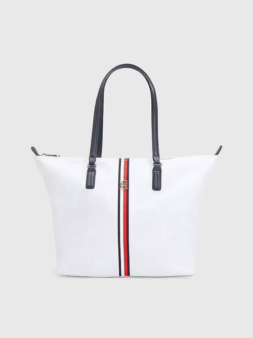 Tommy Hilfiger Nylon Signature Tote Çanta Kadın Beyaz | TH539HXO