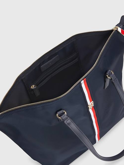 Tommy Hilfiger Nylon Signature Tote Çanta Kadın Mavi | TH813VLH