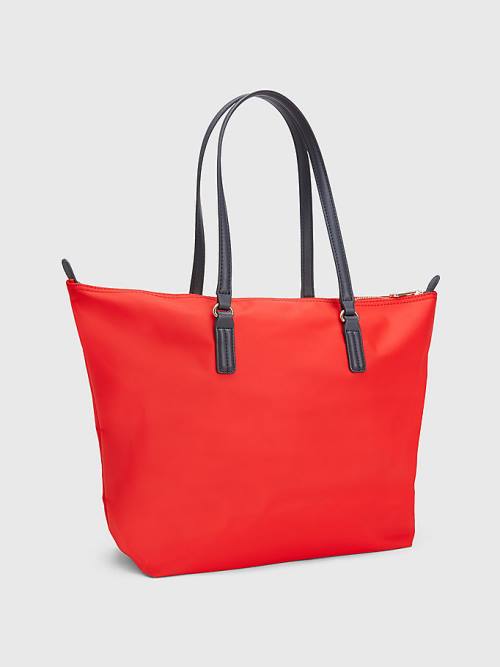 Tommy Hilfiger Nylon Signature Tote Çanta Kadın Kırmızı | TH907FGE