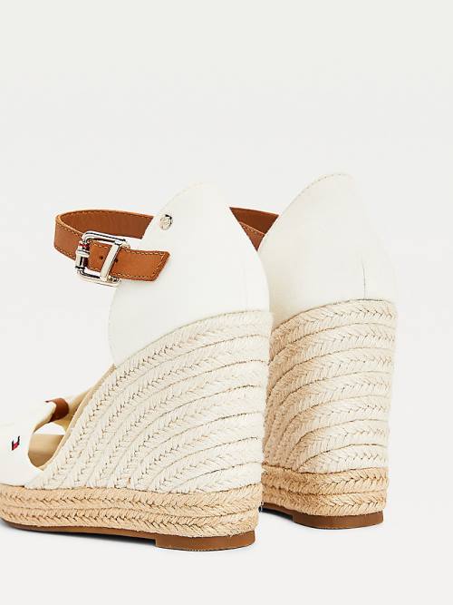 Tommy Hilfiger Open Burunlu High Wedge Espadril Sandalet Kadın Beyaz | TH398UGA