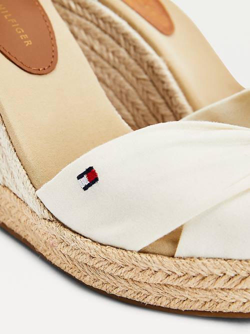 Tommy Hilfiger Open Burunlu High Wedge Espadril Sandalet Kadın Beyaz | TH398UGA