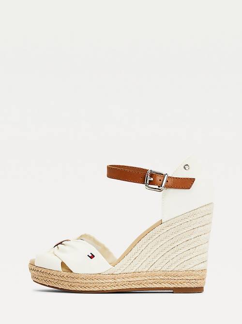 Tommy Hilfiger Open Burunlu High Wedge Espadril Sandalet Kadın Beyaz | TH398UGA