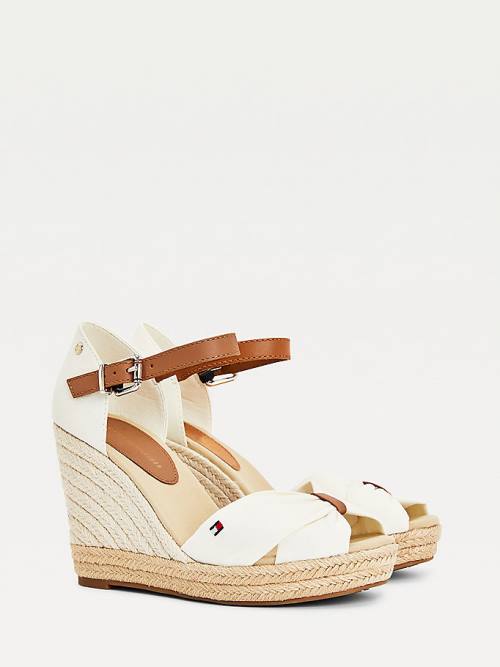 Tommy Hilfiger Open Burunlu High Wedge Espadril Sandalet Kadın Beyaz | TH398UGA