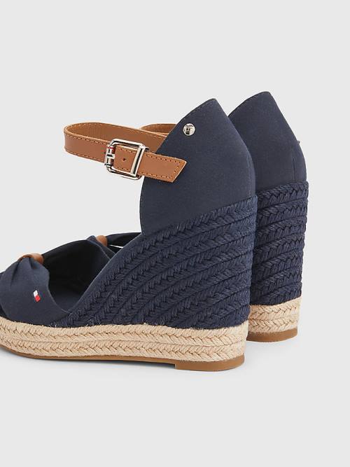 Tommy Hilfiger Open Burunlu High Wedge Espadril Sandalet Kadın Mavi | TH981FGA