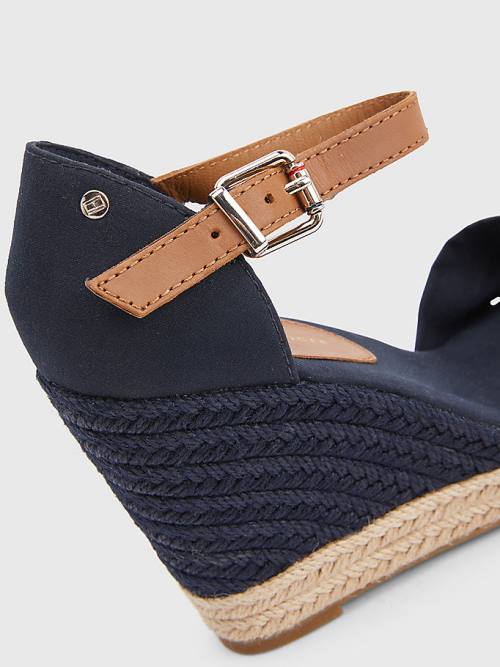 Tommy Hilfiger Open Burunlu High Wedge Espadril Sandalet Kadın Mavi | TH981FGA