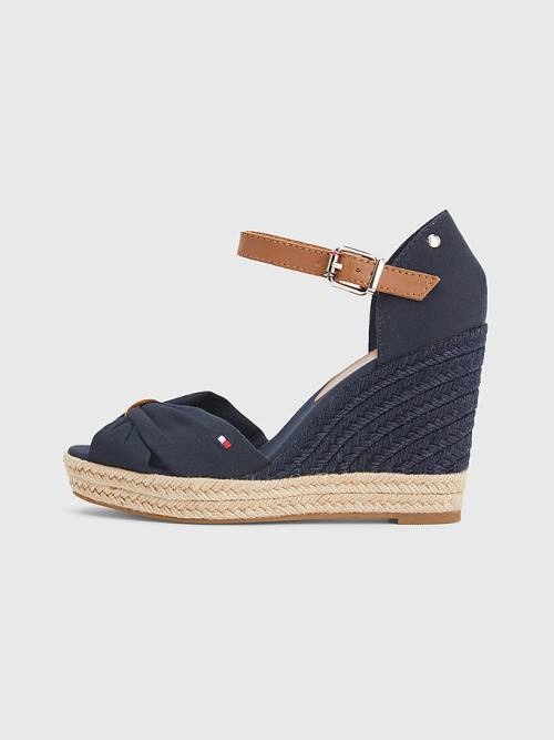 Tommy Hilfiger Open Burunlu High Wedge Espadril Sandalet Kadın Mavi | TH981FGA