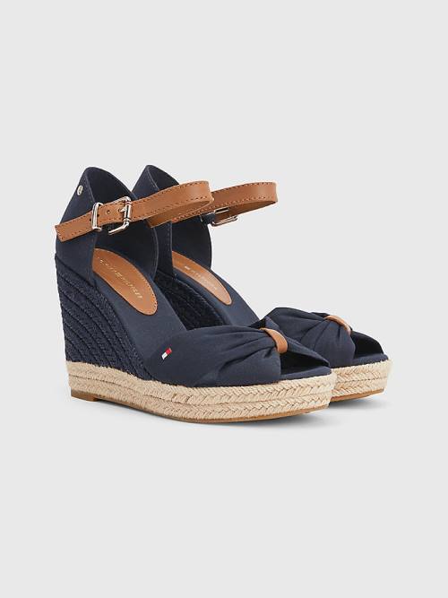 Tommy Hilfiger Open Burunlu High Wedge Espadril Sandalet Kadın Mavi | TH981FGA