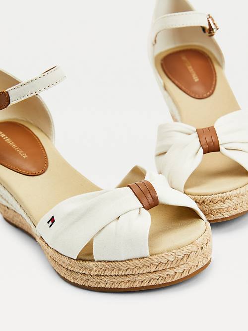 Tommy Hilfiger Open Burunlu Mid Cut Cut Cut Wedge Espadril Sandalet Kadın Beyaz | TH403FZM