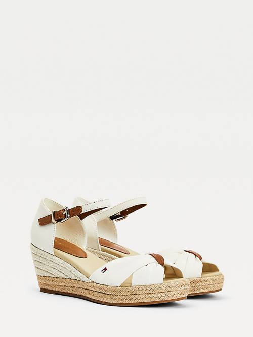 Tommy Hilfiger Open Burunlu Mid Cut Cut Cut Wedge Espadril Sandalet Kadın Beyaz | TH403FZM