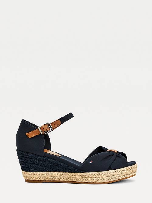 Tommy Hilfiger Open Burunlu Mid Cut Cut Cut Wedge Espadril Sandalet Kadın Mavi | TH423MWF