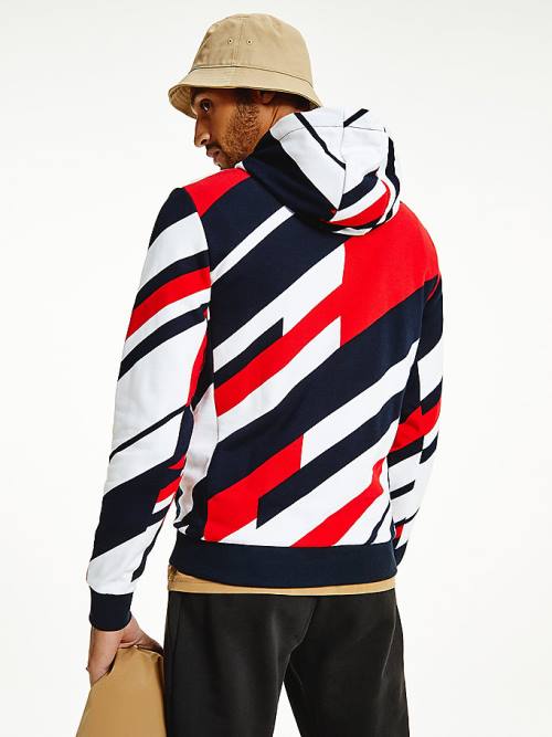 Tommy Hilfiger Organic Pamuklu Colour-Blocked Kapüşonlu Sweatshirt Erkek Kırmızı | TH162JXM