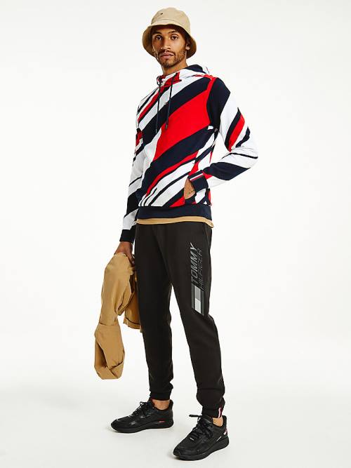 Tommy Hilfiger Organic Pamuklu Colour-Blocked Kapüşonlu Sweatshirt Erkek Kırmızı | TH162JXM