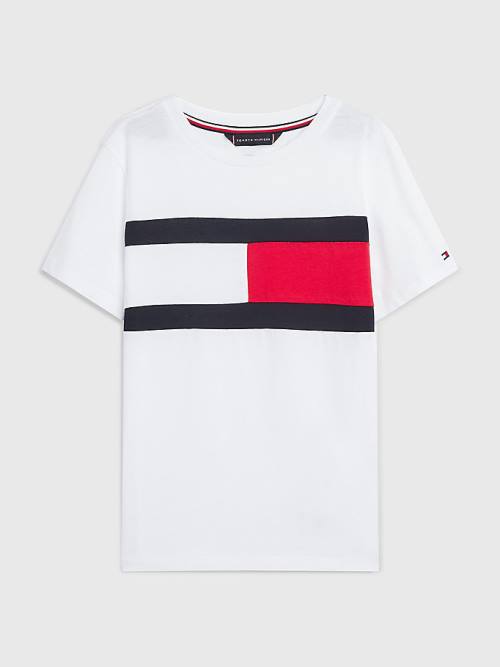 Tommy Hilfiger Organic Pamuklu Colour-Blocked Mayo Erkek Çocuk Beyaz | TH794XZH