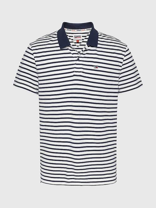 Tommy Hilfiger Organic Pamuklu Contrast Collar Polo Yaka Tişört Erkek Mavi | TH405BDA