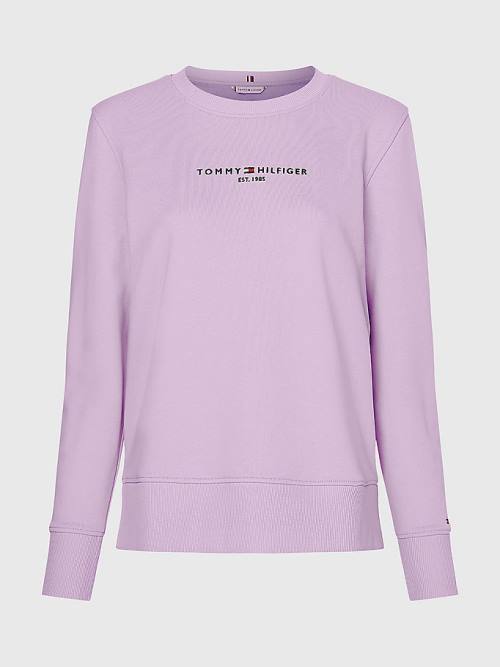 Tommy Hilfiger Organic Pamuklu Crew Neck Sweatshirt Kadın Mor | TH124SZB