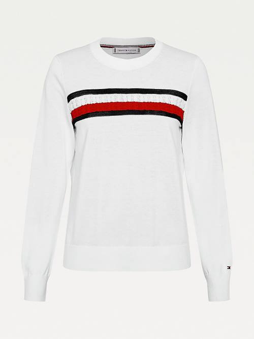 Tommy Hilfiger Organic Pamuklu Crew Neck Jumper Kazak Kadın Beyaz | TH276PFN