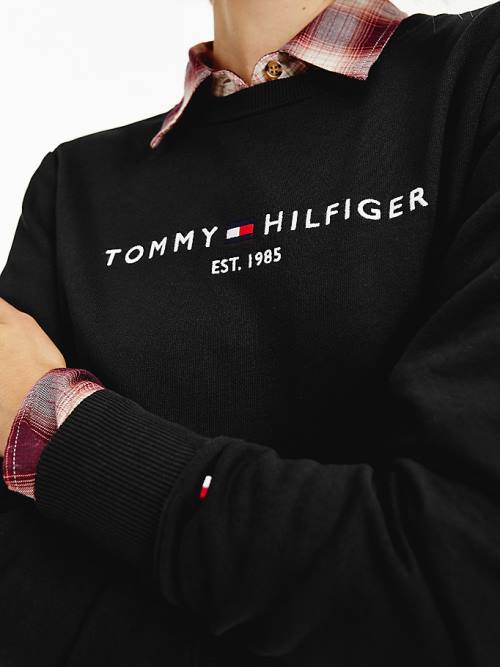 Tommy Hilfiger Organic Pamuklu Crew Neck Sweatshirt Kadın Siyah | TH325ATF