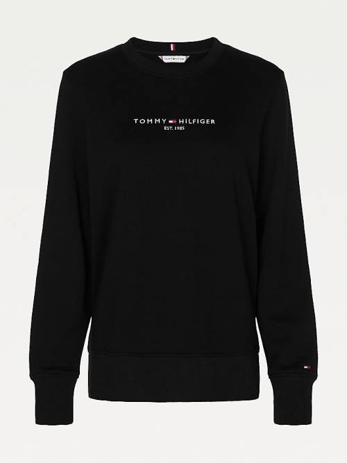 Tommy Hilfiger Organic Pamuklu Crew Neck Sweatshirt Kadın Siyah | TH325ATF