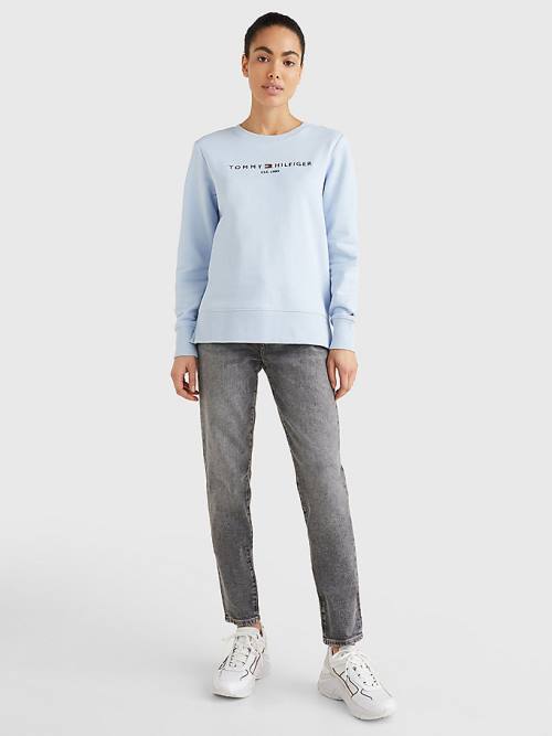 Tommy Hilfiger Organic Pamuklu Crew Neck Sweatshirt Kadın Mavi | TH347XVS