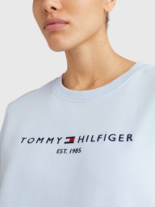 Tommy Hilfiger Organic Pamuklu Crew Neck Sweatshirt Kadın Mavi | TH347XVS