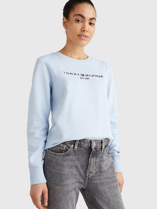 Tommy Hilfiger Organic Pamuklu Crew Neck Sweatshirt Kadın Mavi | TH347XVS