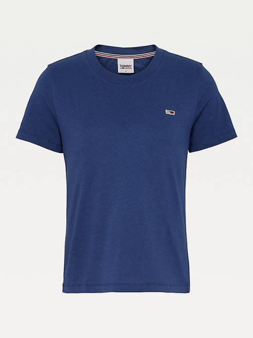 Tommy Hilfiger Organic Pamuklu Crew Neck Tişört Kadın Mavi | TH367SYE