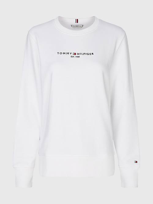 Tommy Hilfiger Organic Pamuklu Crew Neck Sweatshirt Kadın Beyaz | TH536PMB