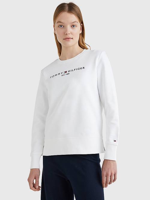 Tommy Hilfiger Organic Pamuklu Crew Neck Sweatshirt Kadın Beyaz | TH536PMB