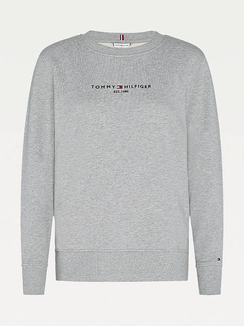 Tommy Hilfiger Organic Pamuklu Crew Neck Sweatshirt Kadın Gri | TH574SHV