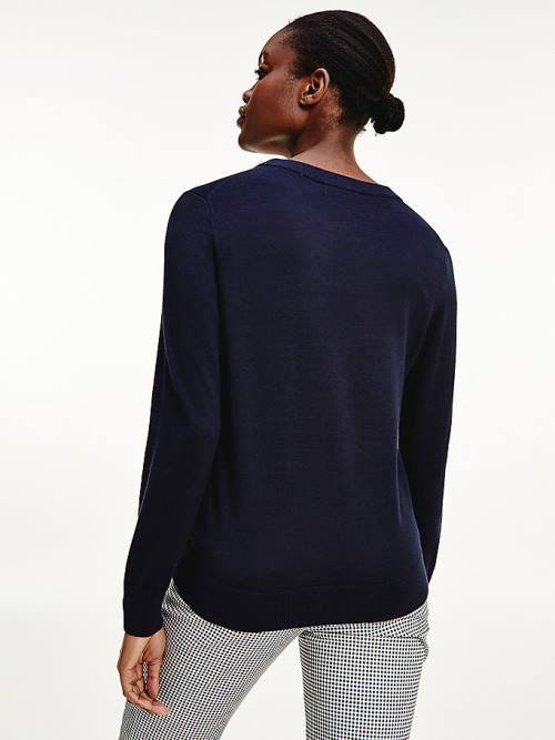 Tommy Hilfiger Organic Pamuklu Crew Neck Jumper Kazak Kadın Mavi | TH628SVZ