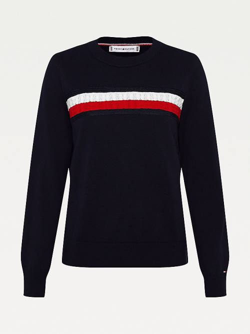 Tommy Hilfiger Organic Pamuklu Crew Neck Jumper Kazak Kadın Mavi | TH628SVZ