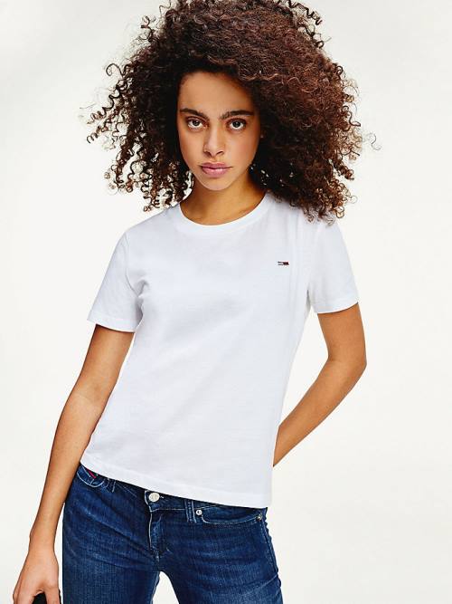 Tommy Hilfiger Organic Pamuklu Crew Neck Tişört Kadın Beyaz | TH780HRC