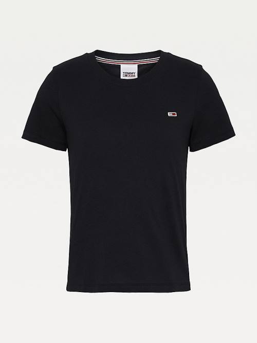 Tommy Hilfiger Organic Pamuklu Crew Neck Tişört Kadın Siyah | TH801HTI