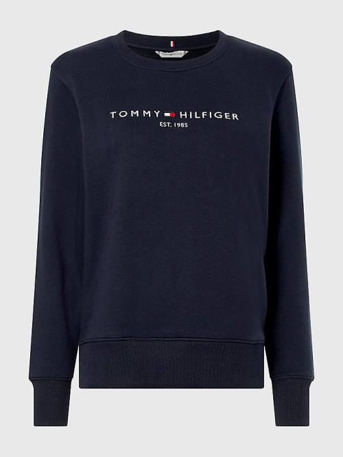 Tommy Hilfiger Organic Pamuklu Crew Neck Sweatshirt Kadın Mavi | TH879HZG