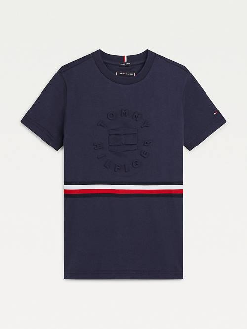 Tommy Hilfiger Organic Pamuklu Embossed Logo Tişört Erkek Çocuk Mavi | TH087GLE