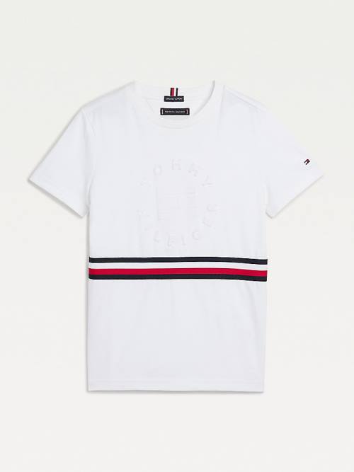 Tommy Hilfiger Organic Pamuklu Embossed Logo Tişört Erkek Çocuk Beyaz | TH089TBZ