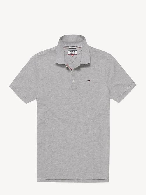 Tommy Hilfiger Organic Pamuklu Fine Pique Slim Polo Yaka Tişört Erkek Gri | TH379XFA