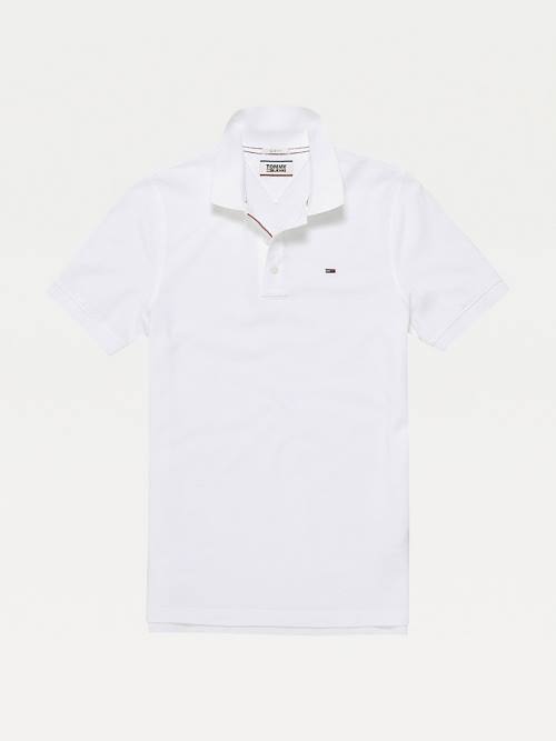 Tommy Hilfiger Organic Pamuklu Fine Pique Slim Polo Yaka Tişört Erkek Beyaz | TH460CYG