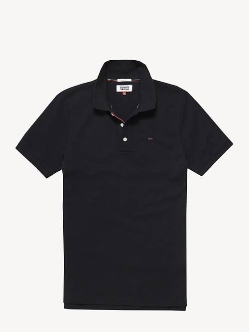 Tommy Hilfiger Organic Pamuklu Fine Pique Slim Polo Yaka Tişört Erkek Siyah | TH546GBX