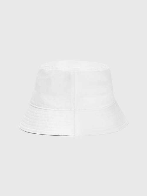 Tommy Hilfiger Organic Pamuklu Flag Embroidery Bucket Şapka Erkek Beyaz | TH732FRD