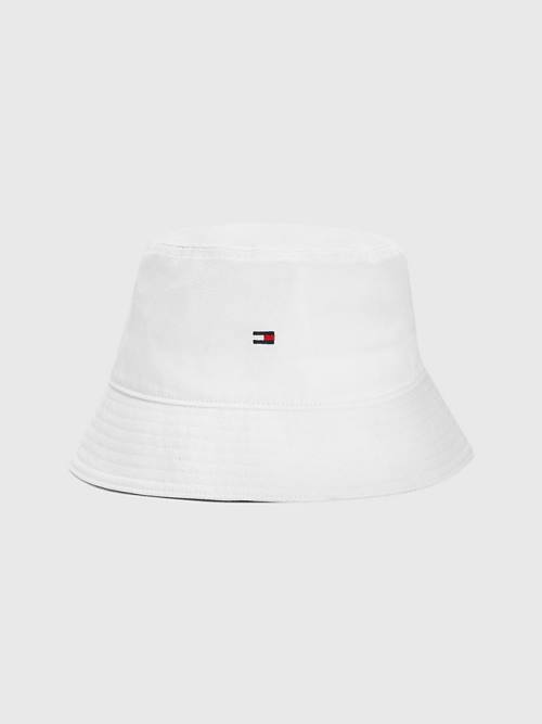 Tommy Hilfiger Organic Pamuklu Flag Embroidery Bucket Şapka Erkek Beyaz | TH732FRD